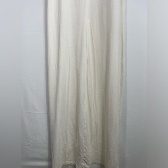 L‎ Space White M 100% Cotton Short Sleeve T Shirt Maxi Dress Slit - Picture 7 of 16